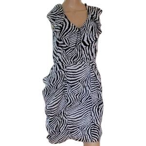 Wrapper Dress Y2K Zebra print Junior Sz 9 sleeveless V-front back tie lined EUC